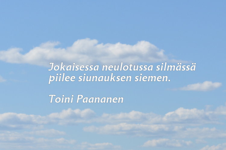 Jokaisessa neulotussa silmässä piilee siunauksen siemen. Toini Paananen