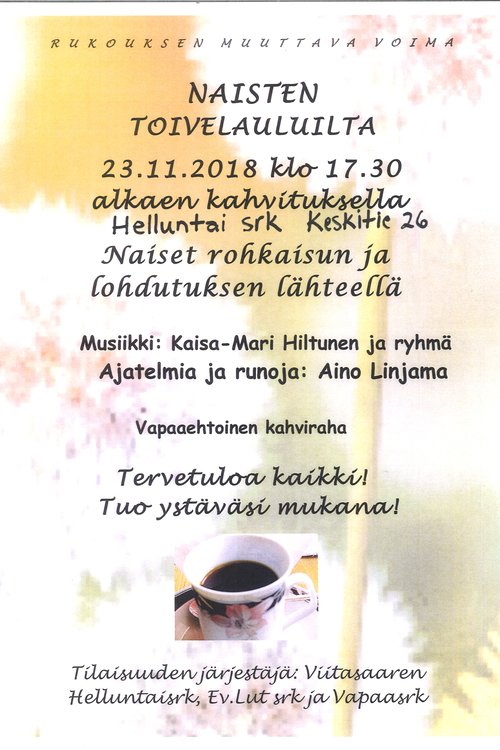 Naisten yhteiskristillinen toivelauluilta Naisten yhteiskristillinen toivelauluilta