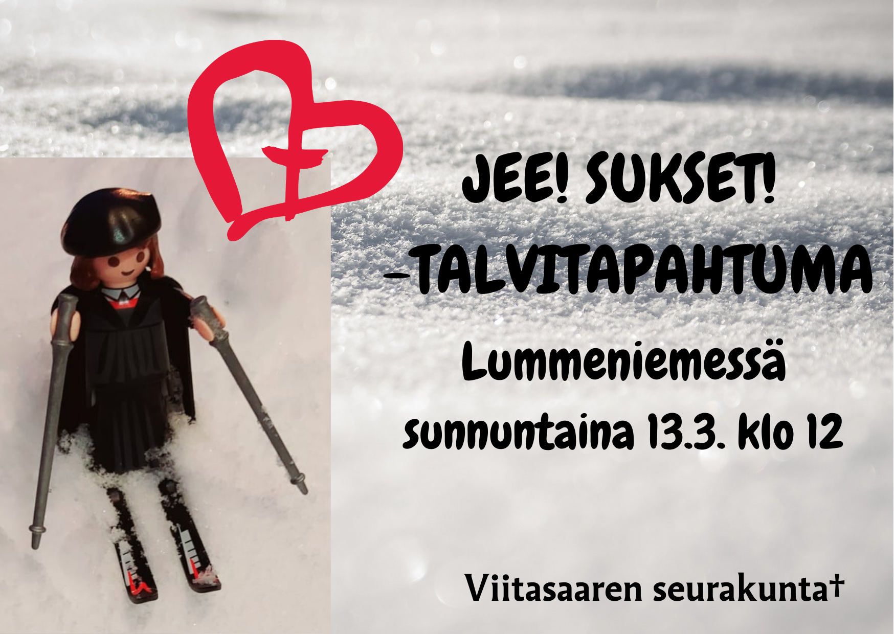 Jee! Sukset! -talvitapahtuma Martti Luther -playmobile hahmo suksilla