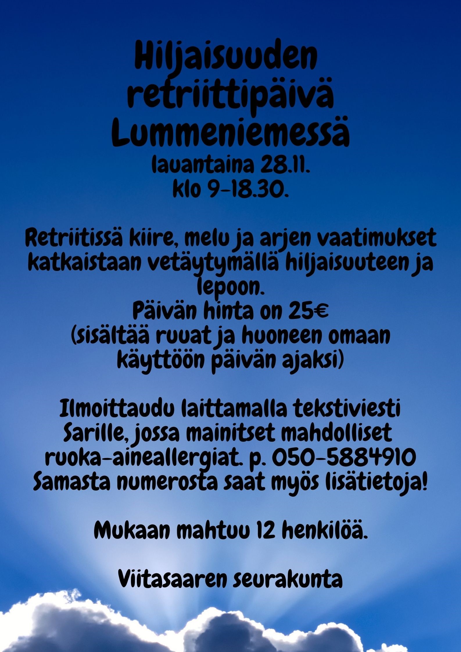 Hiljaisuuden retriittipäivä Yötaivas ja tähti.