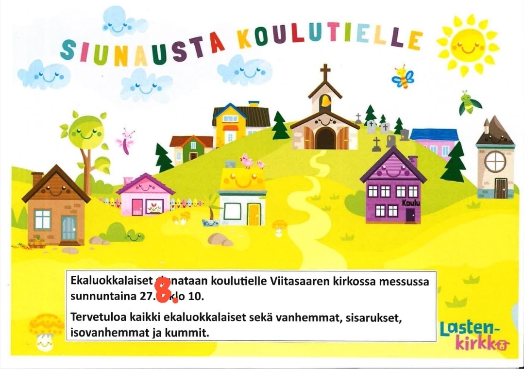Kouluun siunaamiskutsu korjatulla elokuun päivämäärällä.