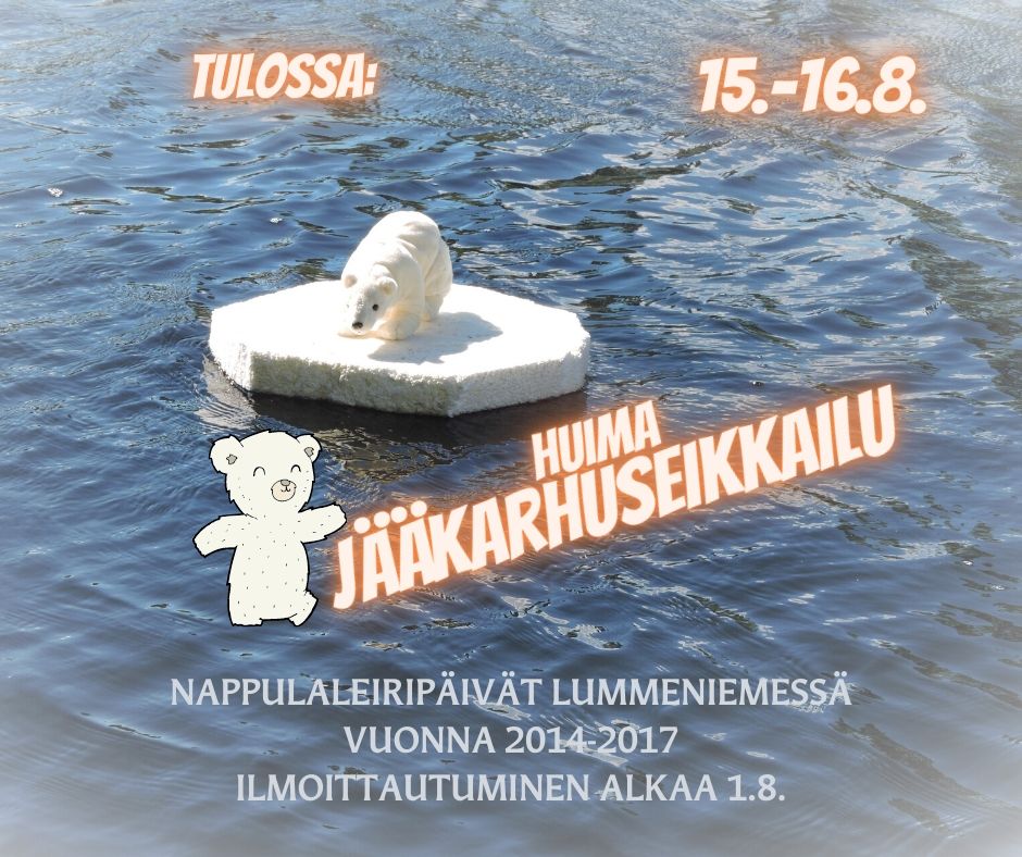 Nappulaleiripäivät Pieni pehmojääkarhu on lautan päällä järvellä