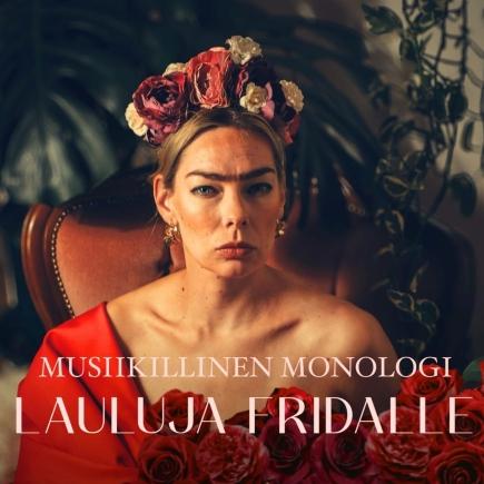 Frida Kahlon esittäjällä on valtava kukkalaite hiuksissaan.