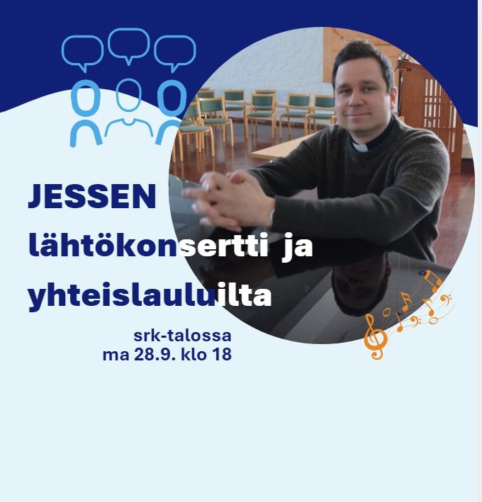 Jesse on kuvassa flyygelin ääressä.