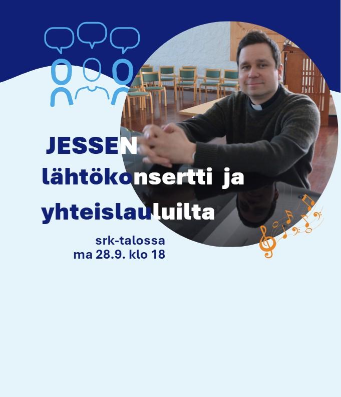 Jesse on kuvassa flyygelin ääressä.