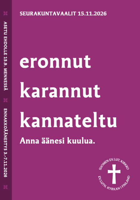 eronnut, karannut, kannateltu -teksti. Seurakuntavaalit 2026.