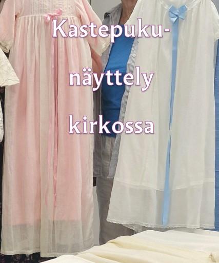 Kaksi kastepukua kuvassa.