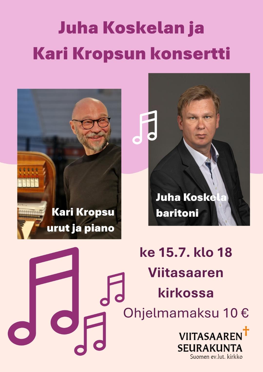 Ohjelmajulisteessa esiintyjien kuvat.